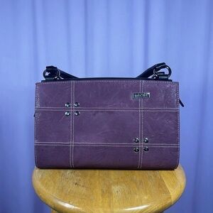 Miche Pipper Classic Textured Faux Leather Purse Orchid Purple Geometric Abstrac